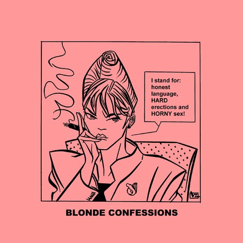 Cartoon: Blonde Confessions - Horny Sex! (medium) by Age Morris tagged victorzilverberg,atomstyle,blondeconfessions,tags,agemorris,aboutloveandlife,dumbblonde,hotbabe,cigar,careerblond,careerbabe,honest,language,hard,erection,horny,hornysex