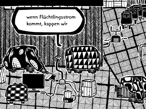 Cartoon: generator (medium) by bob schroeder tagged fluechtling,asyl,fluechtlingsstrom,deutschland,armut,kosten,fremdenfeindlichkeit,fremdenhass