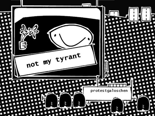 Cartoon: not my (medium) by bob schroeder tagged tyrann,protest