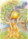 Cartoon: Wenn die Sonne untergeht (small) by eliskape tagged baum,eiche,sonne,sonnenuntergang,kreuz,landschaft,garten