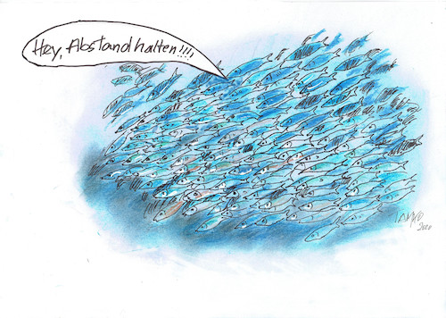 Cartoon: Abstand halten (medium) by Skowronek tagged corona,unfall,pandemie,sardinen,hammsterkäufe,klopapier,auto
