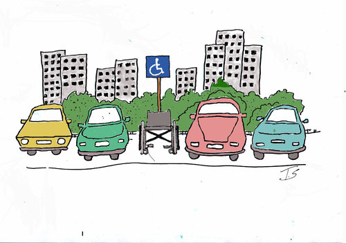 Cartoon: Behindertenparkplatz (medium) by Skowronek tagged rollstuhl,behinderte