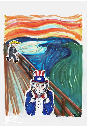 Cartoon: Der Schrei (medium) by Skowronek tagged amerika,trump,republikaner,uncle,sam,präsident,usa,wahlen