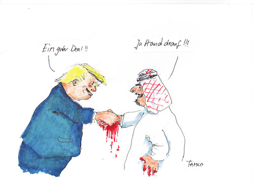 Cartoon: Guter Deal (medium) by Skowronek tagged trump,saudi,arabien,waffen,geschäfte,jobs