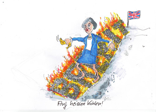 Cartoon: Heisse Kohlen (medium) by Skowronek tagged brexit,theresa,may,eu
