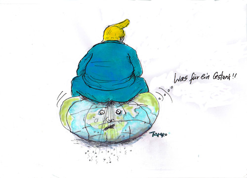 Cartoon: Trump (medium) by Skowronek tagged erde,trump,furzen,gestank,blähungen