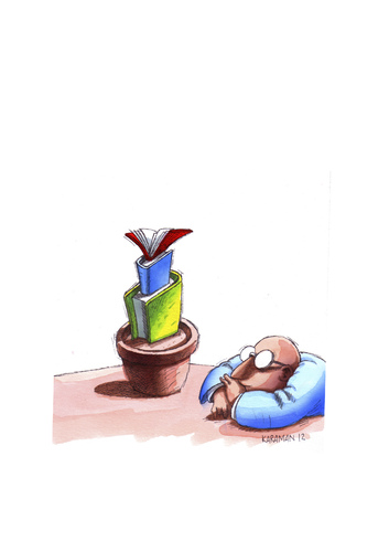 Cartoon: Blütezeit (medium) by Mehmet Karaman tagged blütezeit,buch,literatur,lesen,schreiben