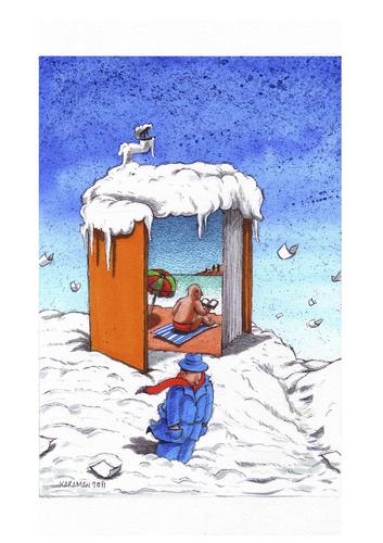 Cartoon: Lieber Winter-3 (medium) by Mehmet Karaman tagged buch,literatur,sommer,schnee,papier