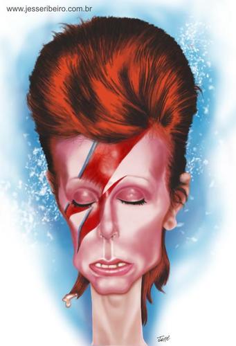 Cartoon: David Bowie (medium) by Jesse Ribeiro tagged caricature,portrait,cartoon,illustration,music,pop,star,rock,people,business,david,bowie