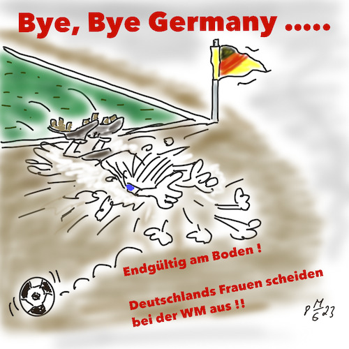 Cartoon: Aus und Vorbei bei der WM23 (medium) by legriffeur tagged fussball,nationalmannschaft,wm23,frauenfußball,deutschland,frauenfussballnationalmannschaft,dfb,fussballzwergdeutschland