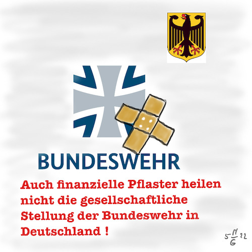 Cartoon: Bundeswehr und Gesellschaft (medium) by legriffeur tagged bundeswehr,bund,regierung,verteidigung,verteidigungsfähig,verteidigungsministerin,deutschland,soldaten,gesellschaft,anerkennung,verteidigungsausgaben,verteidigungsministerium,ampelkoalition,gesellschaftlichestellung