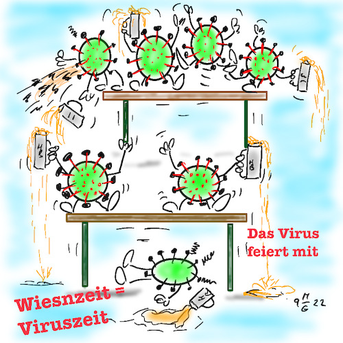 Cartoon: Das Virus auf der Wiesn (medium) by legriffeur tagged corona,coronavirus,virus,wasen,wiesn,oktoberfest,volksfest,pandemie,impfen,gesundheit,deutschland