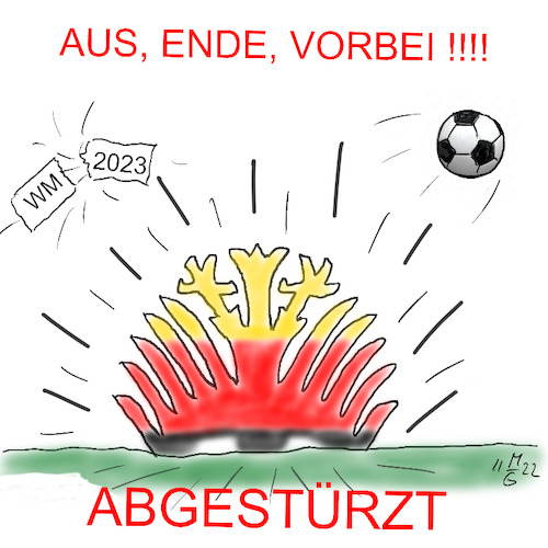 Cartoon: Der Adler ist abgestürzt (medium) by legriffeur tagged fußball,wm,fußballweltmeisterschaft,deutschland,dfb,nationalmannschaft,sport,wm2022