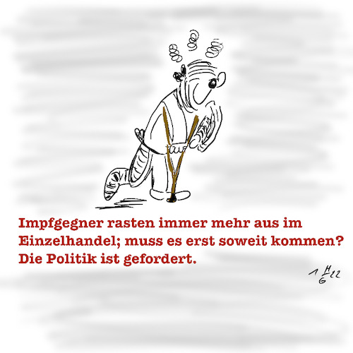 Cartoon: Gewalt im Einzelhandel (medium) by legriffeur tagged corona,coronavirus,gesundheit,impfen,impfgegner,einzelhandel,deutschland,legriffeur61,querdenker