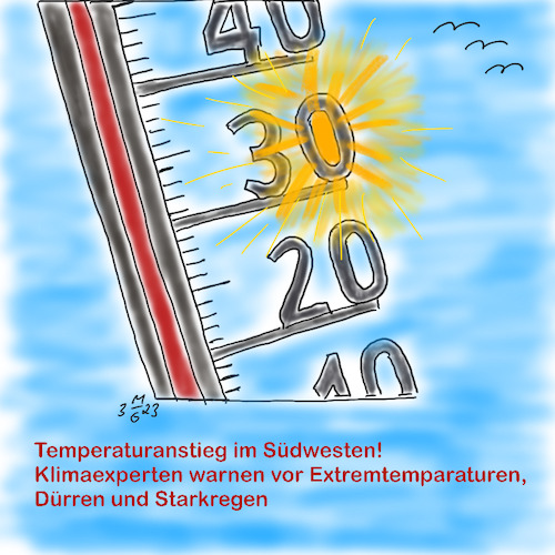 Cartoon: Klimawandel (medium) by legriffeur tagged klima,klimawandel,badenwürttemberg,temperaturen,temperaturanstieg,treibhauseffekt,unserewelt,umwelt,umeltschutz,deutschland,südwesten,dürren,starkregen,waldbrände,klimaschutz