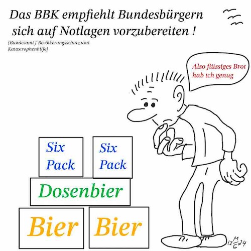 Cartoon: Notvorrat anlegen (medium) by legriffeur tagged not,notvorrat,bundesamt,bbk,bürger,notstand,notlage,versorgung,krieg,katastrophe