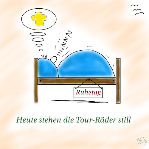 Cartoon: Ruhetag bei der Tour (medium) by legriffeur tagged sport,tourdefrance,radsport,ruhe,ruhetag,frankreich
