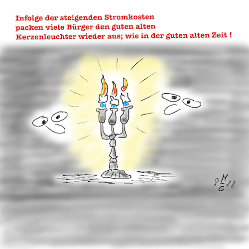 Cartoon: Stromkosten sparen (medium) by legriffeur tagged kerzen,kerzemangel,kerzenleuchter,strom,stromsparen,energie,energiekosten,deutschland,energiekrise,sparen