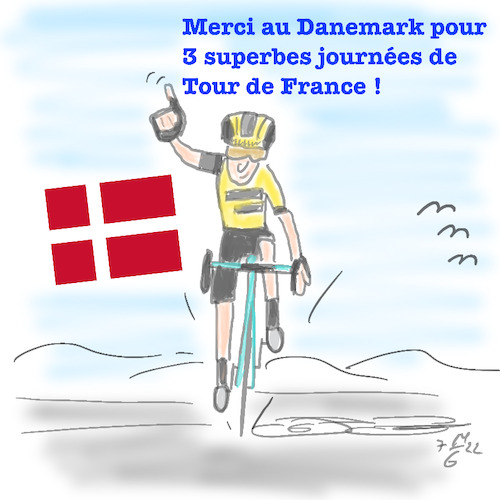 Cartoon: Tour de France 2022 (medium) by legriffeur tagged dänemark,tourdefrance,tourteam,tourdefrance2022,rad,radfahren,radsport,radsportler,radrennen