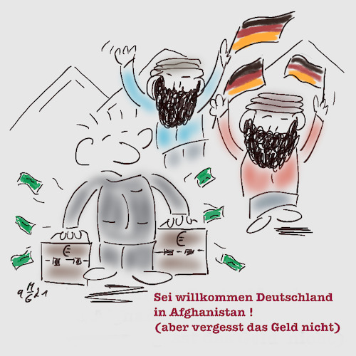 Cartoon: Willkommen in Afghanistan (medium) by legriffeur tagged afghanistan,deutschland,afghanistanhilfe,willkommendeutschland