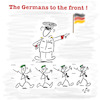 Cartoon: Germans to the front (small) by legriffeur tagged deutschland,bundeswehr,litauen,russland,ukraine,krieg,aussenpolitik,verteidigungsministerin,verteidigung,legriffeur61