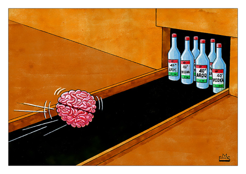 Cartoon: Bowling (medium) by Makhmud Eshonkulov tagged alcohol