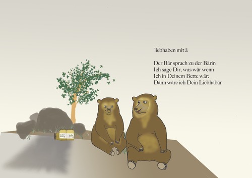 Cartoon: liebhaben mit ä (medium) by gege tagged bett,tiere,tier,bären,bär,liebhaber,liebe