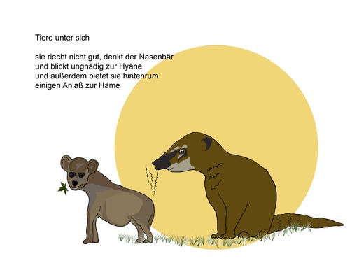 Cartoon: Tiere unter sich (medium) by gege tagged tier,tiere,natur,hyäne,nasenbär,bär