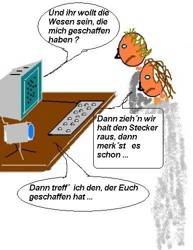 Cartoon: Selbsterkenntnis II (medium) by Ernst Alter tagged künstliche,intelligenz,ki,selbsterkenntnis,stecker