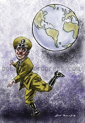 Cartoon: Charlie Chaplin (medium) by Bob Row tagged humor,power,dictator,chaplin