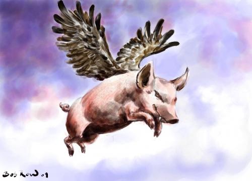 Cartoon: Media Terrorism (medium) by Bob Row tagged swine,flu,media,terrorism,digital,watercolor
