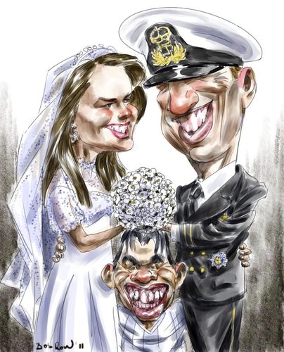Cartoon: Royal wedding plus Tevez (medium) by Bob Row tagged kate,wedding,royal,carlitos,william,tevez