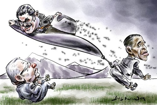 Cartoon: Zel_Mich_Oba (medium) by Bob Row tagged honduras,zelaya,micheletti,obama