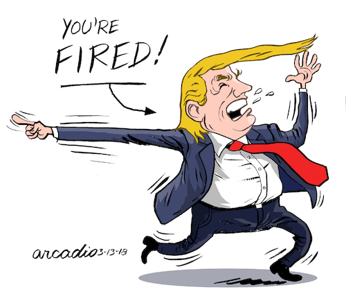 Cartoon: A complex boss. (medium) by Cartoonarcadio tagged trump,weapons,us,government,president,usa