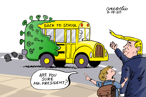 Cartoon: Back to school. (medium) by Cartoonarcadio tagged classes,covid,19,coronavirus,education,health