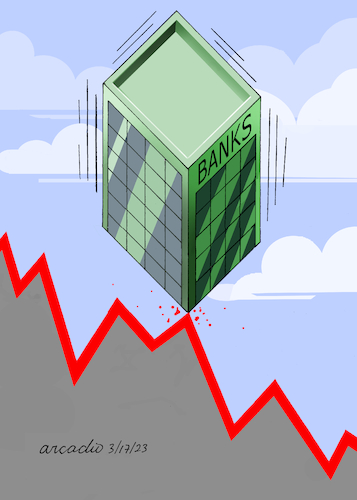 Cartoon: Banking crisis (medium) by Cartoonarcadio tagged economy,crisis,money,banks,budgets
