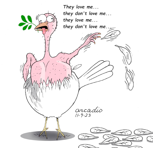 Cartoon: Beloved peace dove? (medium) by Cartoonarcadio tagged peace,wars,gaza,israel,hamas