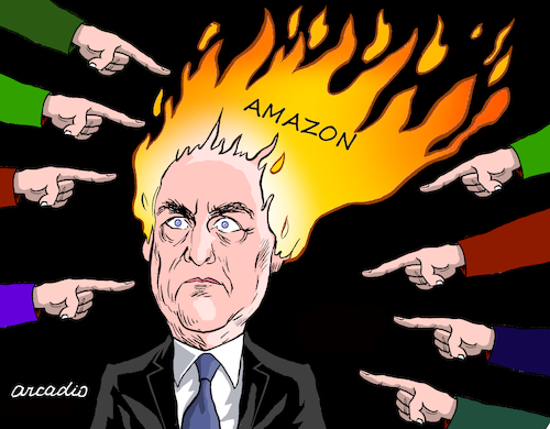 Cartoon: Bolsonaro and the fire of amazon (medium) by Cartoonarcadio tagged bolsonaro,fire,amazon,latin,america