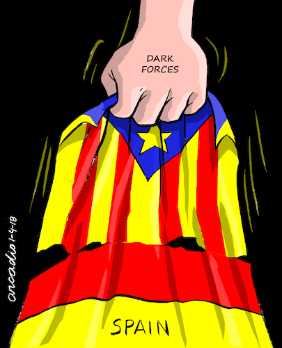 Cartoon: Dark forces. (medium) by Cartoonarcadio tagged catalonia,spain,europe,idependence,rajoy,socialists