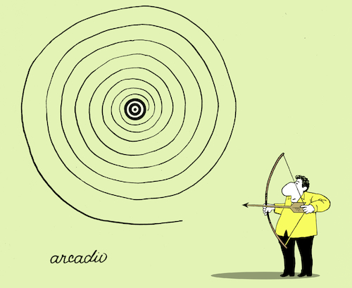 Cartoon: Direct shot to the target. (medium) by Cartoonarcadio tagged target,arrow,entertainment