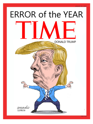 Cartoon: Error of the year. (medium) by Cartoonarcadio tagged time,error,trump,usa,us,election