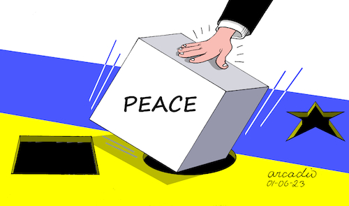 Cartoon: Impossible peace. (medium) by Cartoonarcadio tagged putin,war,russia,ukraine,europe,nato