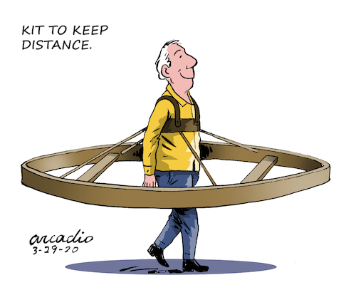 Cartoon: kIT TO KEEP DISTANCE. (medium) by Cartoonarcadio tagged coronavirus,covid,19,health,distance