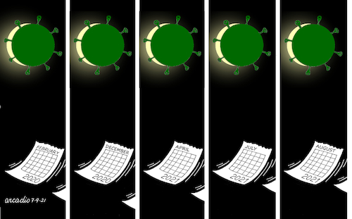 Cartoon: Long eclipse. (medium) by Cartoonarcadio tagged pandemic,covid,19,coronavirus,vaccines
