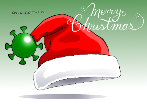 Cartoon: Merry Christmas. (medium) by Cartoonarcadio tagged covid,19,vaccination,pandemic,coronavirus