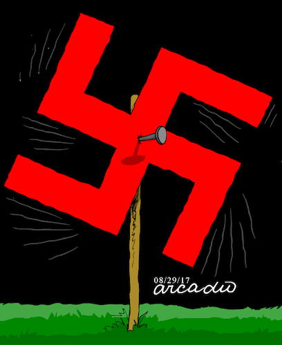 Cartoon: Nazi movement again. (medium) by Cartoonarcadio tagged nazi,conflict,racism,supremacy,trump,world