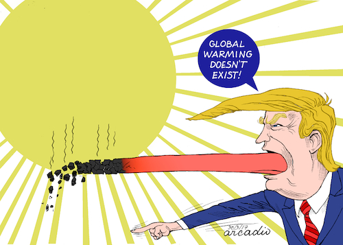 Cartoon: No Global Warming. (medium) by Cartoonarcadio tagged trump,global,warming,environment,planet