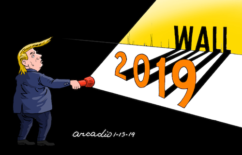 Cartoon: Obsession. (medium) by Cartoonarcadio tagged trump,wall,usa,immigrants