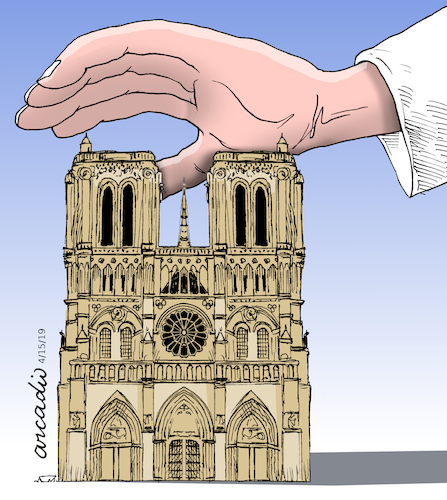 Cartoon: Paris sadness. (medium) by Cartoonarcadio tagged notre,same,paris,france,europe,catholicism