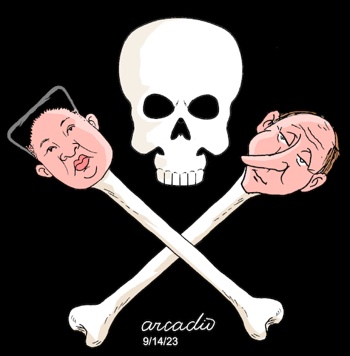 Cartoon: Poisonous alliances (medium) by Cartoonarcadio tagged putin,kim,russia,north,korea